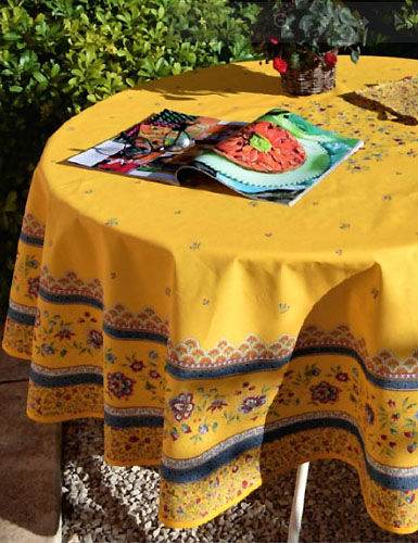 Round Tablecloth Coated (Beaucaire. yellow/blue) - Click Image to Close